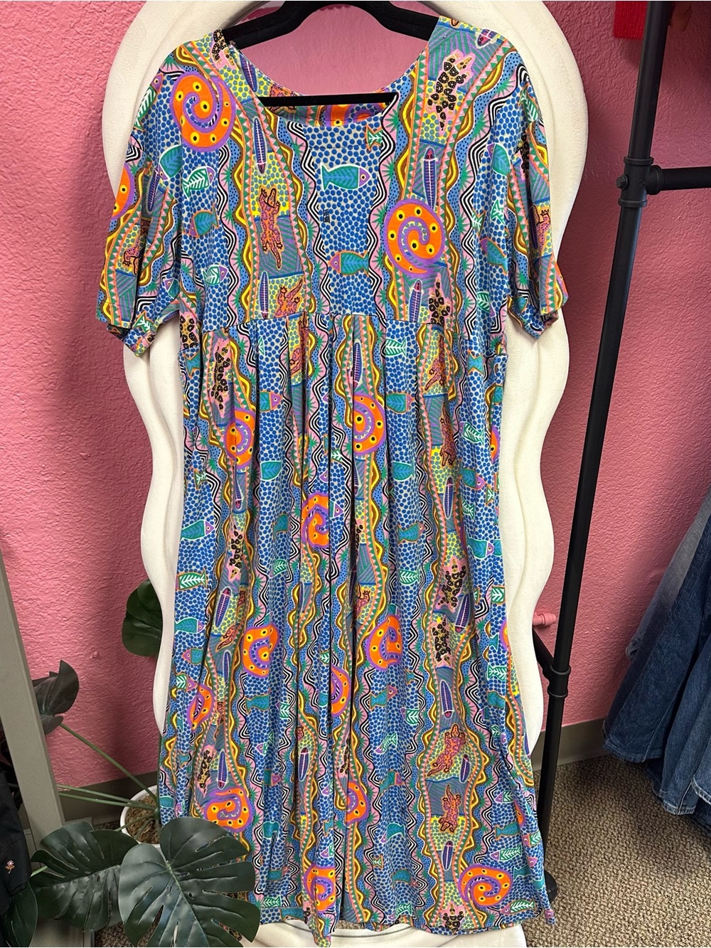 Vintage Bec Pierce Oztralia Vibrant Multicolor Patterned Maxi dress